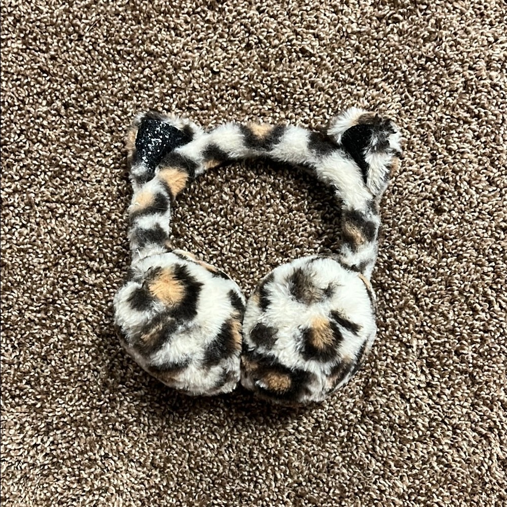 Adjustable Leopard Print Cat Ear Earmuffs